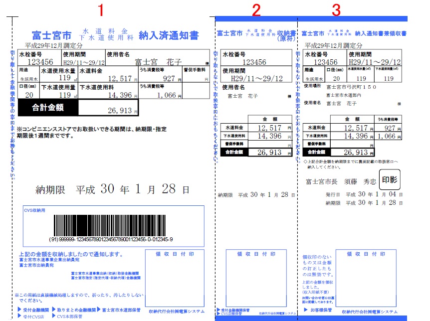 納入済通知書(納付書)