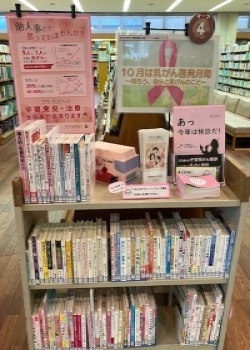 図書館でのテーマコーナー展示の様子