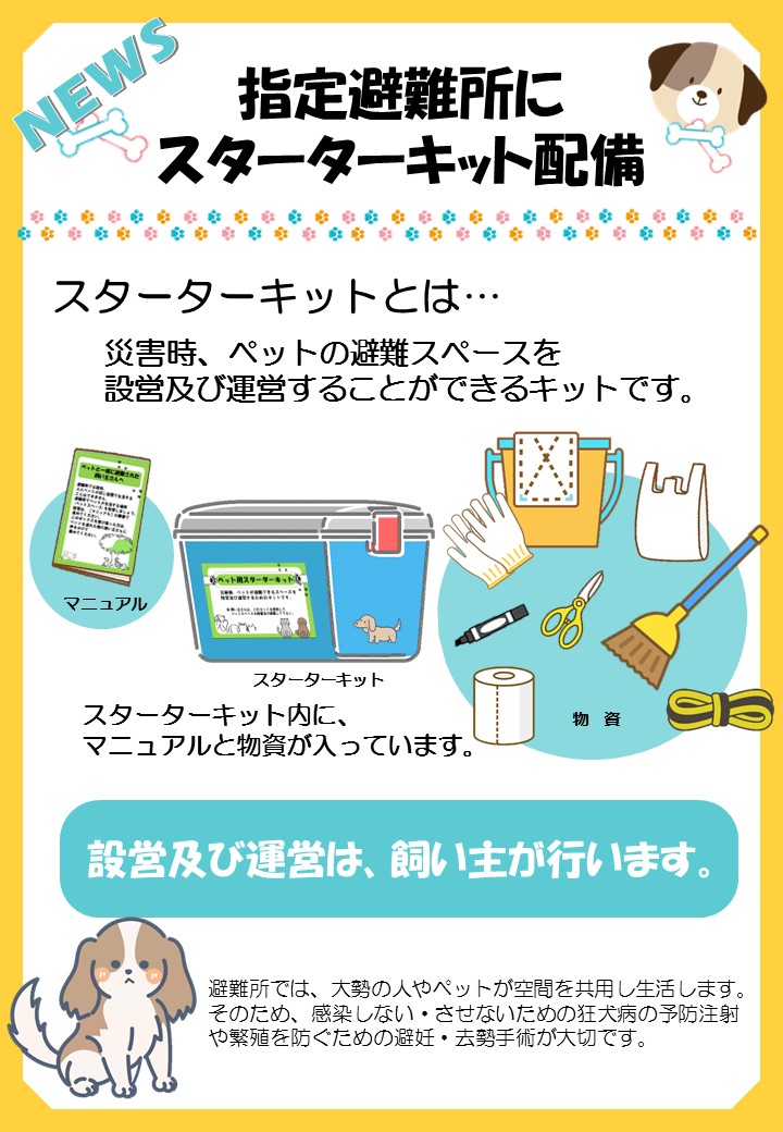 指定避難所にスターターキット配備