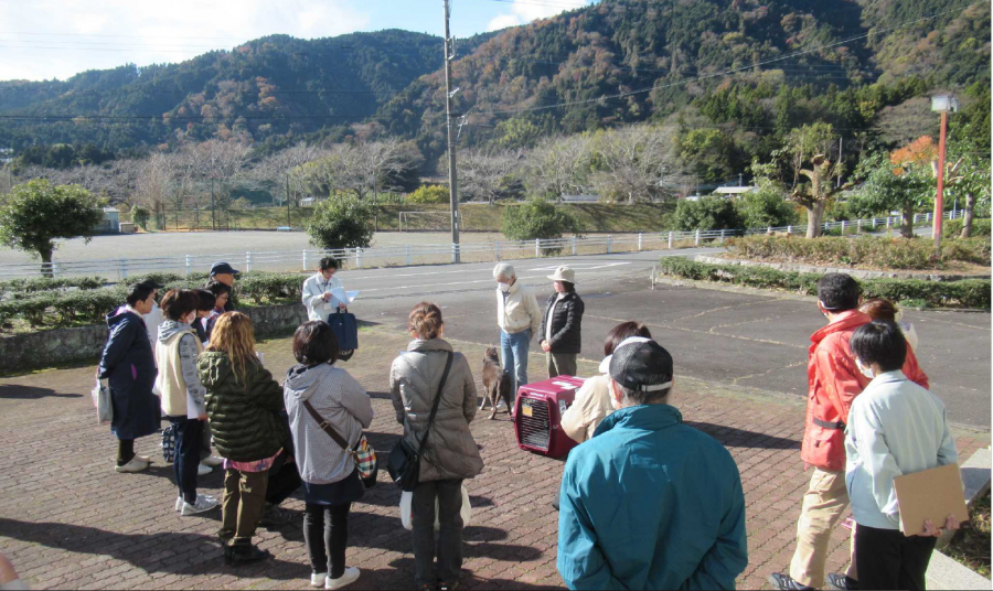 災害時に役立つペットの社会化やしつけについて実演