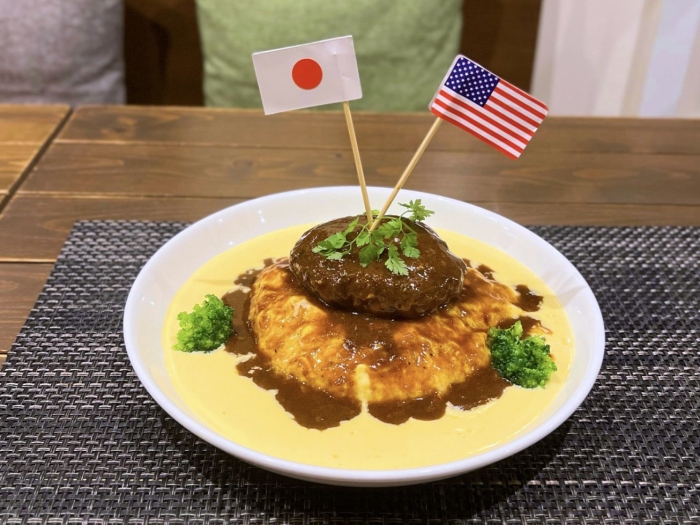 日米応援チーズソースオムバーグ